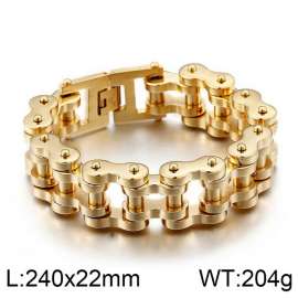 Shiny Gold plating 22mm men's motorcycle thick heavy bracelet