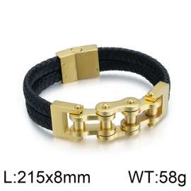 Gold leather locomotive magnet buckle bracelet