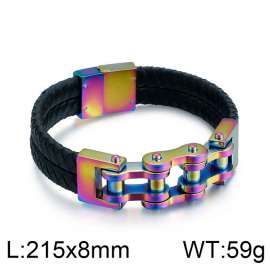 Iridescent Plated Color Leather Locomotive Magnet Buckle Bracelet